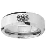 5, 8mm Masonic 32 Degree Freemason Beveled Edge Silver Tungsten Ring