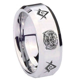 10mm-Masonic-32-Design-Beveled-Edges-Silver-Tungsten-Carbide-Mens-Ring