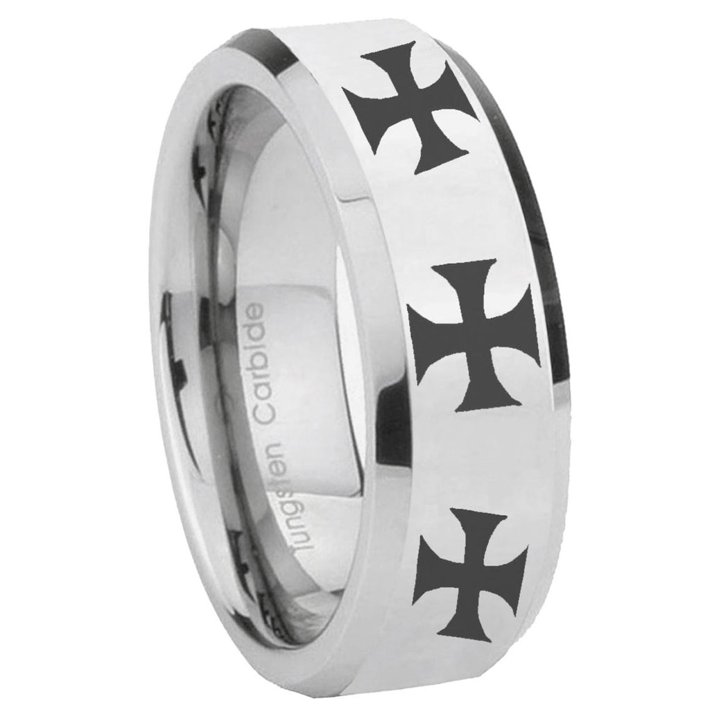 Celtic Triangle Fleur Delis Tungsten Carbide Wedding Band Set