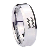 10mm-Aquarius-Horoscope-Beveled-Edges-Silver-Tungsten-Carbide-Men's-Bands-Ring