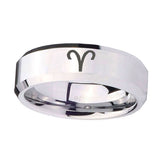 10mm-Aries-Zodiac-Beveled-Edges-Silver-Tungsten-Carbide-Mens-Engagement-Band
