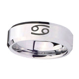 10mm-Cancer-Horoscope-Beveled-Edges-Silver-Tungsten-Men's-Engagement-Band