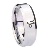 10mm-Capricorn-Zodiac-Beveled-Edges-Silver-Tungsten-Mens-Engagement-Ring