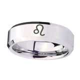10mm-Leo-Zodiac-Beveled-Edges-Silver-Tungsten-Carbide-Mens-Promise-Ring