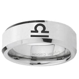 10mm Libra Horoscope Beveled Edge Silver Tungsten Ring