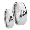 Libra Horoscope Beveled Edges Silver Tungsten Couples Ring Set