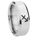 10mm Sagittarius Zodiac Beveled Edges Silver Tungsten Carbide Men's Ring