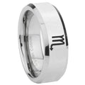 8MM Scorpio Horoscope Bevel Polish Silver Tungsten Wedding Band