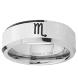 10mm Scorpio Horoscope Beveled Edge Silver Tungsten Ring