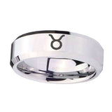 10mm-Taurus-Horoscope-Beveled-Edges-Silver-Tungsten-Mens-Ring-Personalized