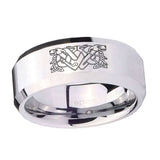 8mm-Celtic-Dog-Beveled-Edges-Silver-Tungsten-Carbide-Men's-Band-Ring