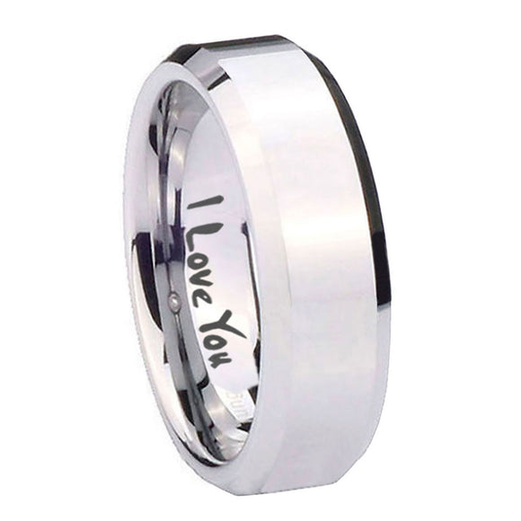 10mm-I-Love-You-Beveled-Edges-Silver-Tungsten-Carbide-Men's-Engagement-Band
