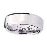 8mm-I-Love-You-Beveled-Edges-Silver-Tungsten-Carbide-Men's-Wedding-Ring