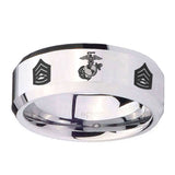 10mm-Marine-Army-Sergeant-Beveled-Edges-Silver-Tungsten-Carbide-Wedding-Engraving-Ring