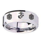 8mm-Marine-Chief-Master-Sergeant--Beveled-Edges-Silver-Tungsten-Mens-Ring-Personalized