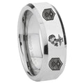 8MM Marine Chief Master Sergeant Bevel Polish Silver Tungsten Ring