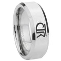10mm CTR Beveled Edges Silver Tungsten Carbide Men's Promise Rings