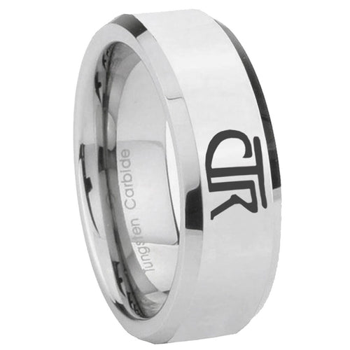 10mm CTR Beveled Edges Silver Tungsten Carbide Men's Promise Rings