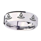 10mm-Multiple-Pester-Master-Masonic-Beveled-Silver-Tungsten-Men's-Wedding-Ring