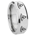 8MM Multiple Pester Master Bevel Polish Silver Tungsten Band For Men