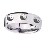 8mm-Multiple-Yin-Yang-Beveled-Edges-Silver-Tungsten-Carbide-Mens-Promise-Ring