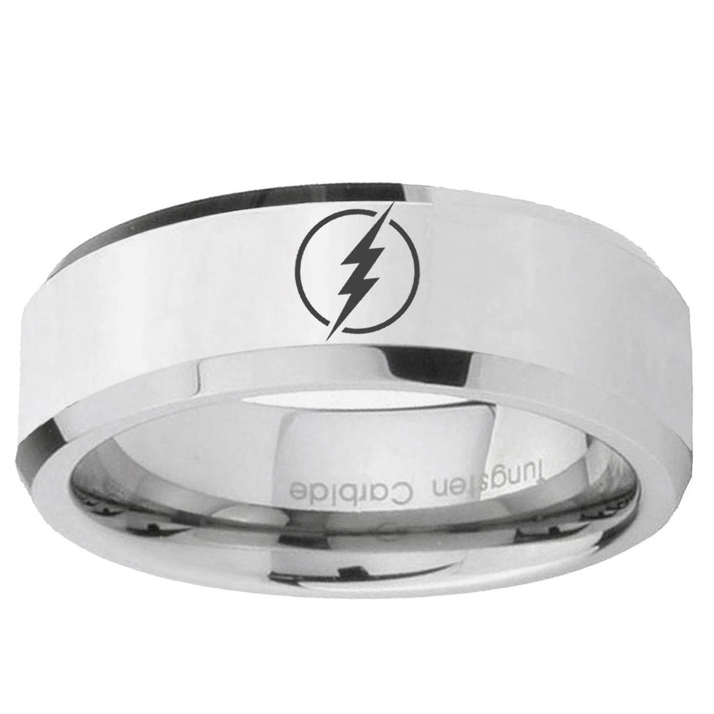 5MM Flash Bevel Polish Silver Tungsten Ring For Men