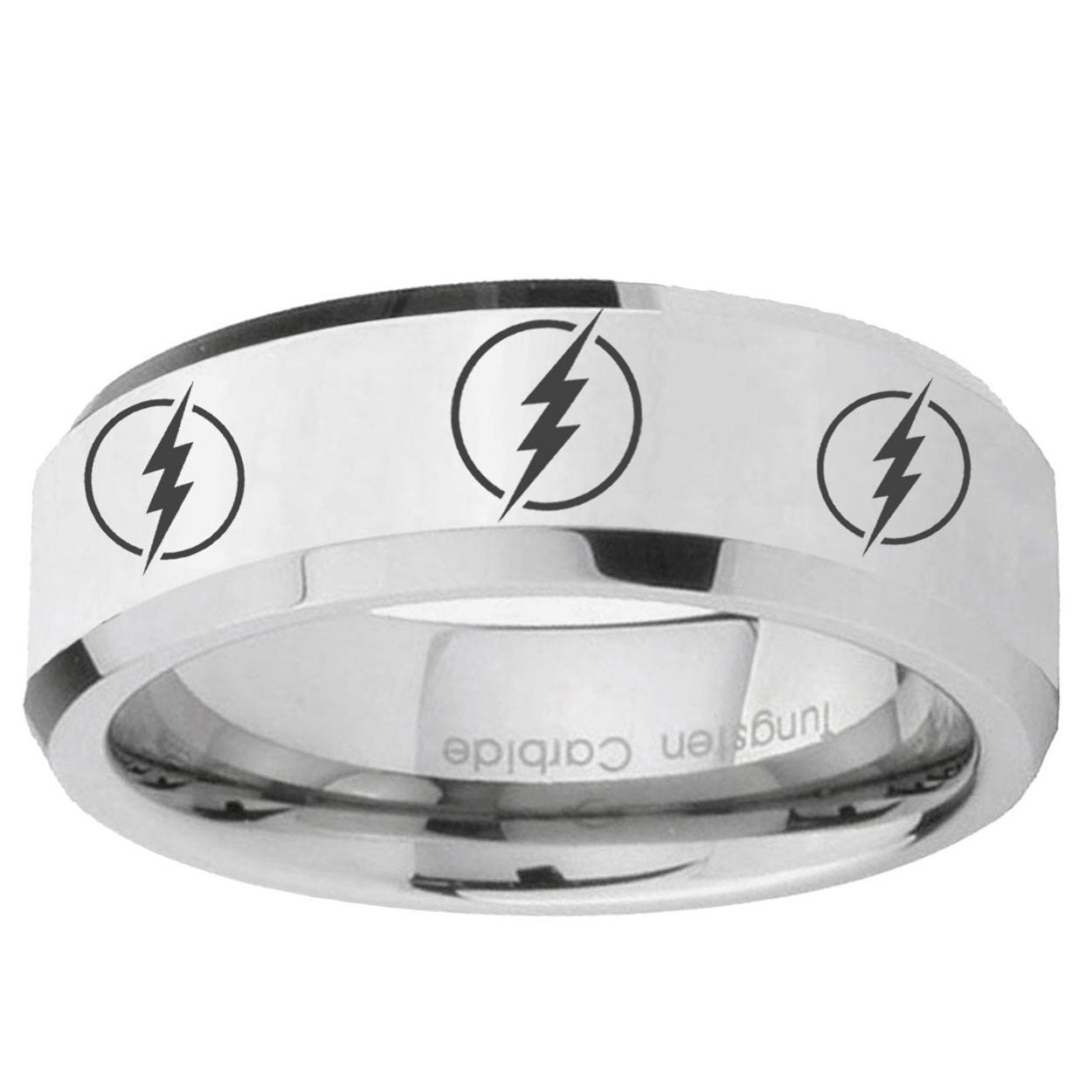 5MM Multiple Flash Bevel Polish Silver Tungsten Custom Ring