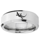5, 8mm Lizard Beveled Edge Silver Tungsten Ring
