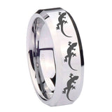 10mm-Multiple-Lizard-Beveled-Edges-Silver-Tungsten-Mens-Anniversary-Ring
