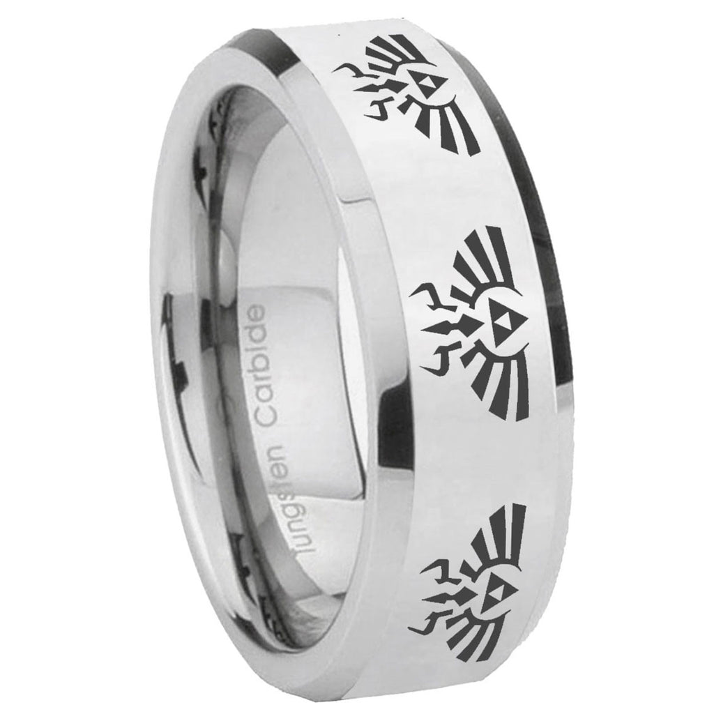 10mm Multiple Zelda Skyward Sword Beveled Silver Tungsten Wedding Engraving Ring