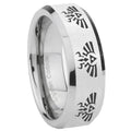 8MM Multiple Zelda Skyward Bevel Polish Silver Tungsten Ring For Men