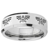 5, 8mm Multiple Zelda Skyward Sword Beveled Silver Tungsten Men's Engagement Band