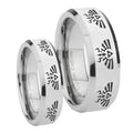 Multiple Zelda Skyward Sword Beveled Edges Silver Tungsten Couple Band Set