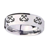 10mm-Multiple-Anchor-Beveled-Edges-Silver-Tungsten-Carbide-Mens-Promise-Ring