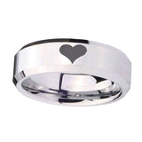 10mm-Heart-Beveled-Edges-Silver-Tungsten-Carbide-Mens-Ring-Engraved