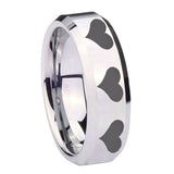 10mm-Multiple-Heart-Beveled-Edges-Silver-Tungsten-Carbide-Men's-Wedding-Band