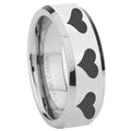 10mm Multiple Heart Beveled Edges Silver Tungsten Carbide Men's Wedding Band