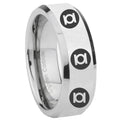 8MM Multiple Green Lantern Bevel Polish Silver Tungsten Ring For Man