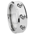 10mm Multiple Marine Beveled Edges Silver Tungsten Carbide Men's Band Ring
