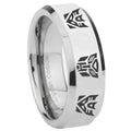 8MM Transformers Autobot Decepticon Bevel Polish Silver Tungsten Ring
