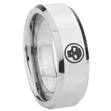 8mm Skull Beveled Edges Silver Tungsten Carbide Rings for Men