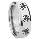 10mm Multiple Skull Beveled Edges Silver Tungsten Carbide Promise Ring