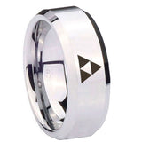 10mm-Zelda-Triforce-Beveled-Edges-Silver-Tungsten-Carbide-Men's-Ring