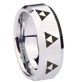 8mm-Multiple-Zelda-Triforce-Beveled-Edges-Silver-Tungsten-Carbide-Mens-Ring