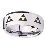 8mm-Multiple-Zelda-Triforce-Beveled-Edges-Silver-Tungsten-Carbide-Mens-Ring