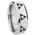 8MM Multiple Zelda Triforce Bevel Polish Silver Tungsten Ring