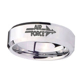 8mm-Mirror-Bevel-Edges-Air-Force-Silver-Tungsten-Laser-Engraved-Ring