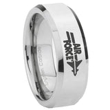 8mm Mirror Bevel Edges Air Force Silver Tungsten Laser Engraved Ring