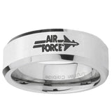 5, 8mm Mirror Bevel Edges Air Force Silver Tungsten Laser Engraved Ring