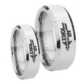 Mirror Beveled Air Force Silver Tungsten Couple Wedding Rings